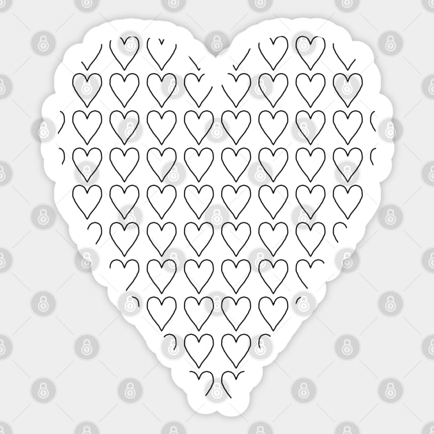Black Heart Line Full of Love Hearts for Valentines Day Sticker by ellenhenryart